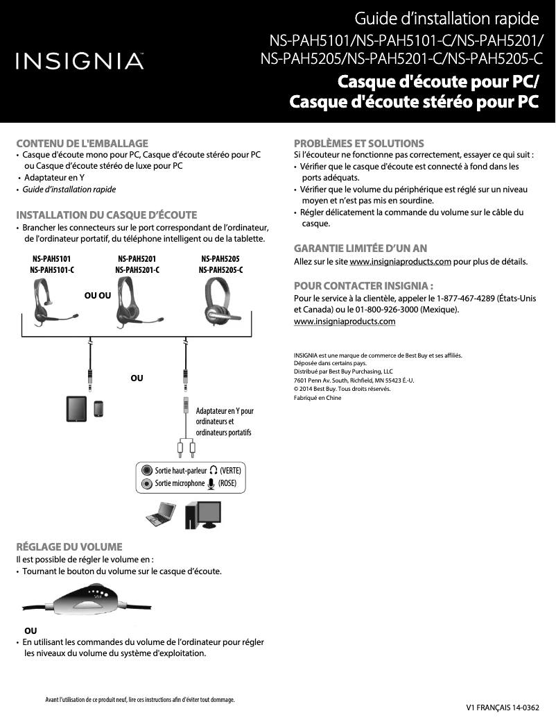 Page n°1 - Manuel utilisateur Insignia NS-PAH5205