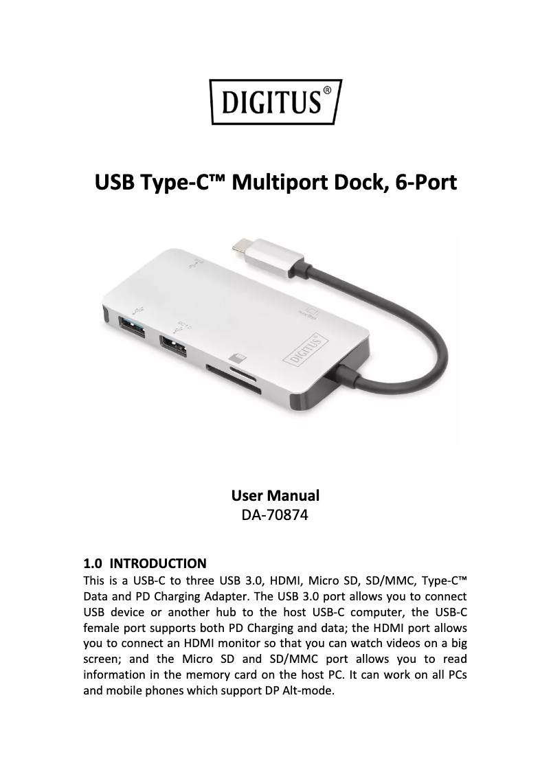 Image de la première page du manuel de l'appareil DA-70874
