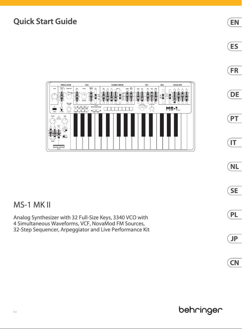 Page 1 de la notice Manuel utilisateur Behringer MS-1 MK II