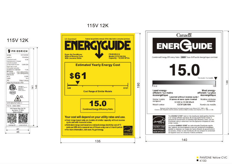 Page n°1 - Label énergétique Friedrich Chill Premier Inverter CCV12A10A