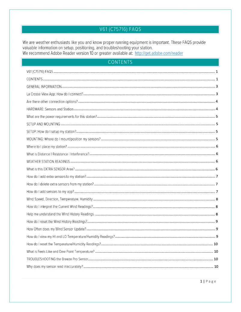 Page n°1 - FAQ La Crosse Technology V16-TH2-3