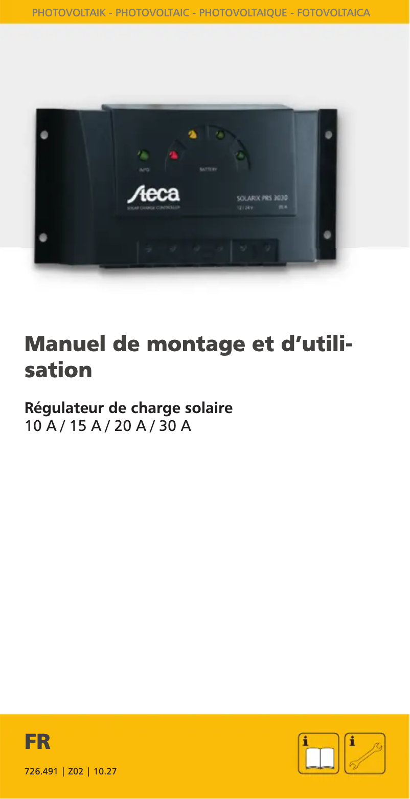 Page n°1 - Manuel utilisateur Steca Solarix PRS 2020
