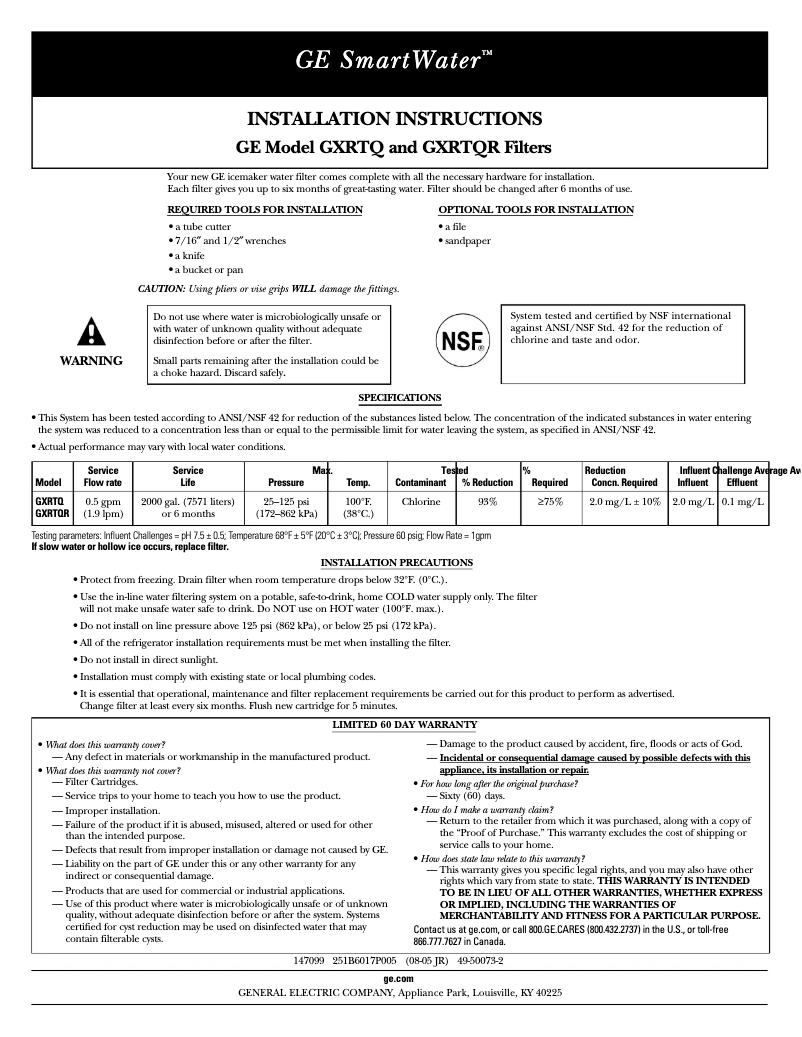 Image de la première page du manuel de l'appareil GXRTQ