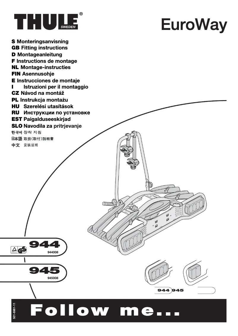 Page 1 of the manual User Manual Thule Euroway 945