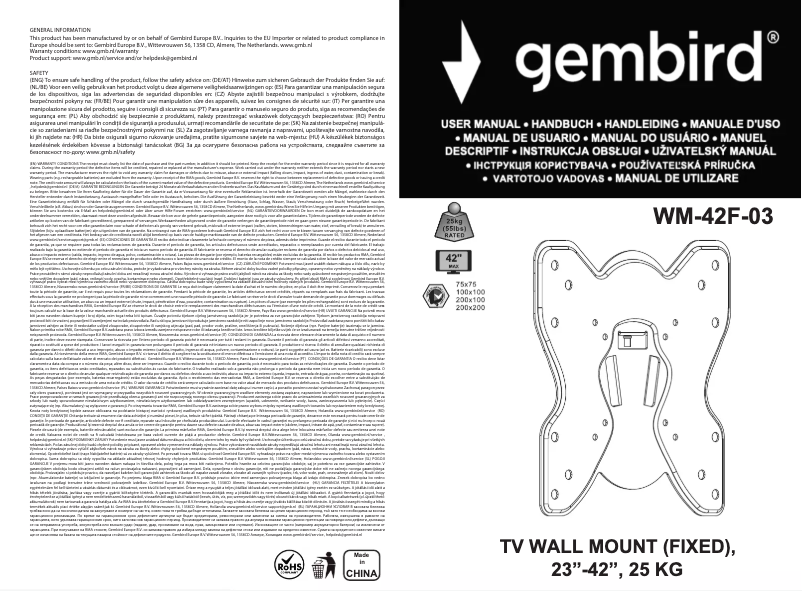 Page n°1 - Manuel utilisateur Gembird WM-42F-03
