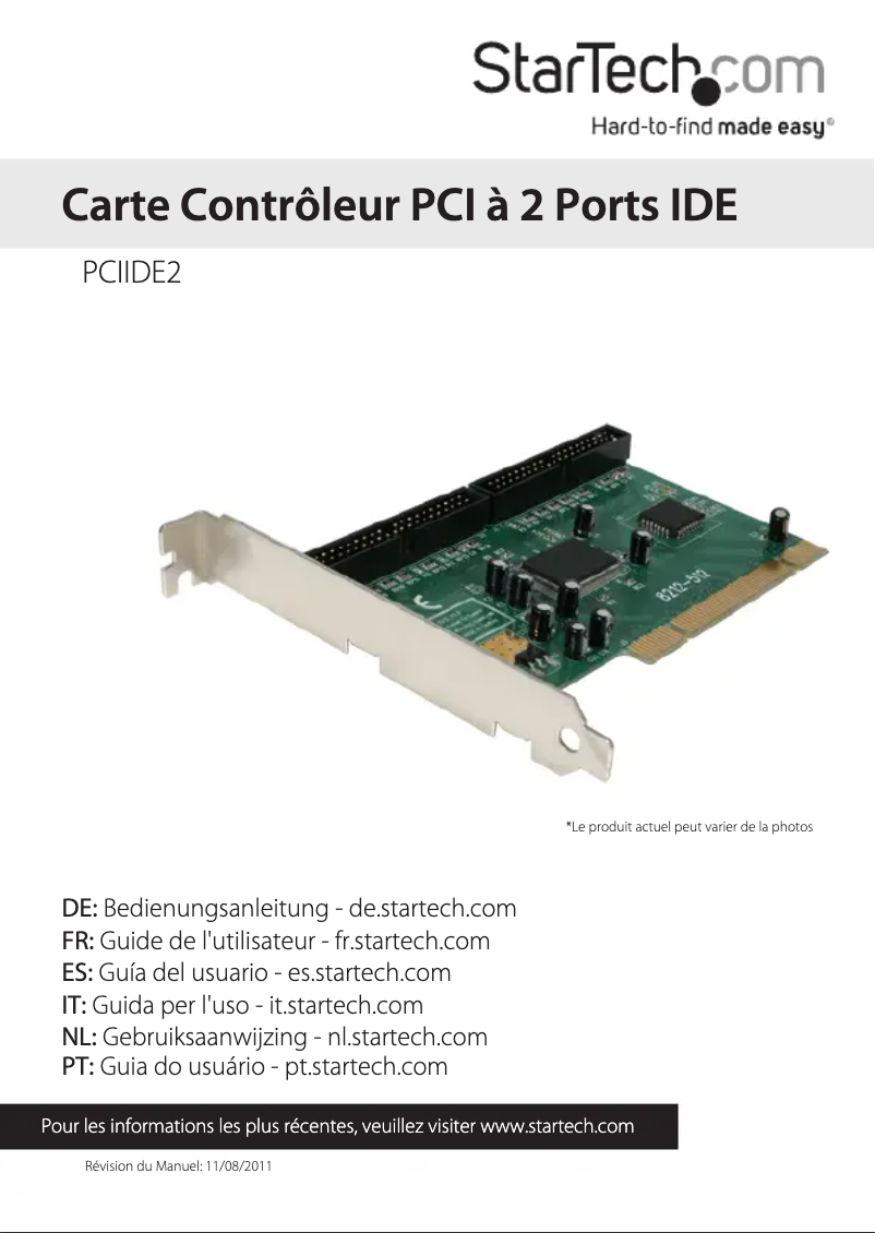 Page 1 de la notice Manuel utilisateur StarTech.com PCIIDE2