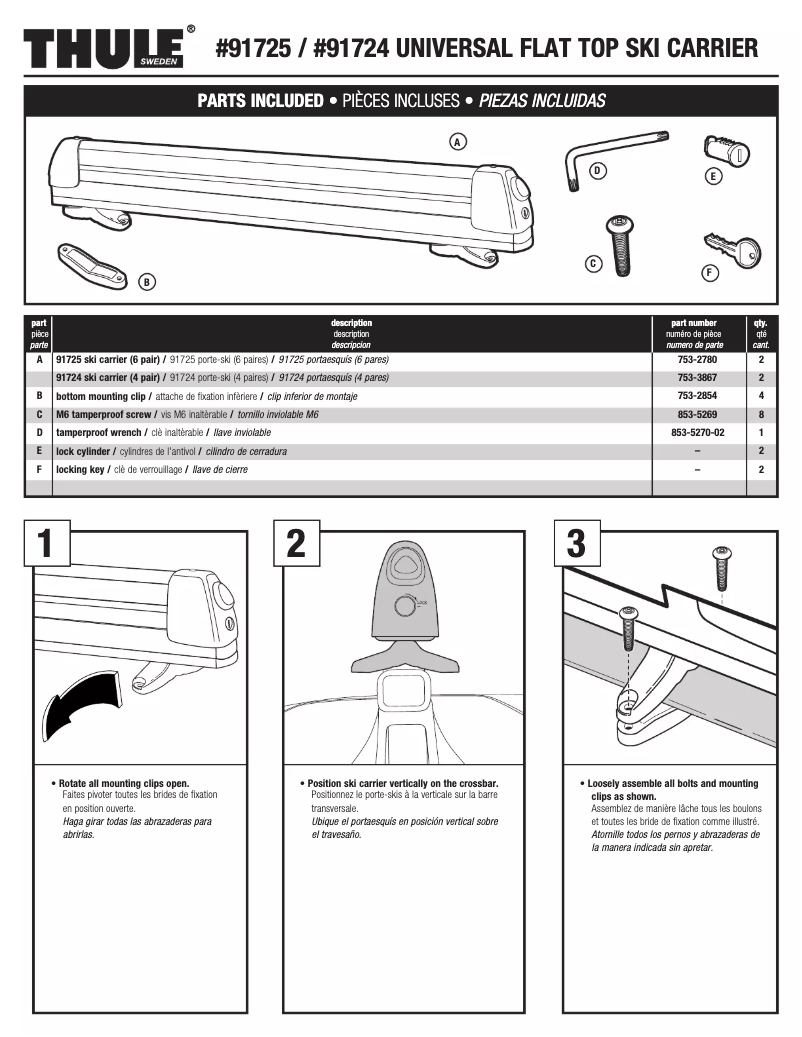 Page 1 de la notice Manuel utilisateur Thule Universal 91724