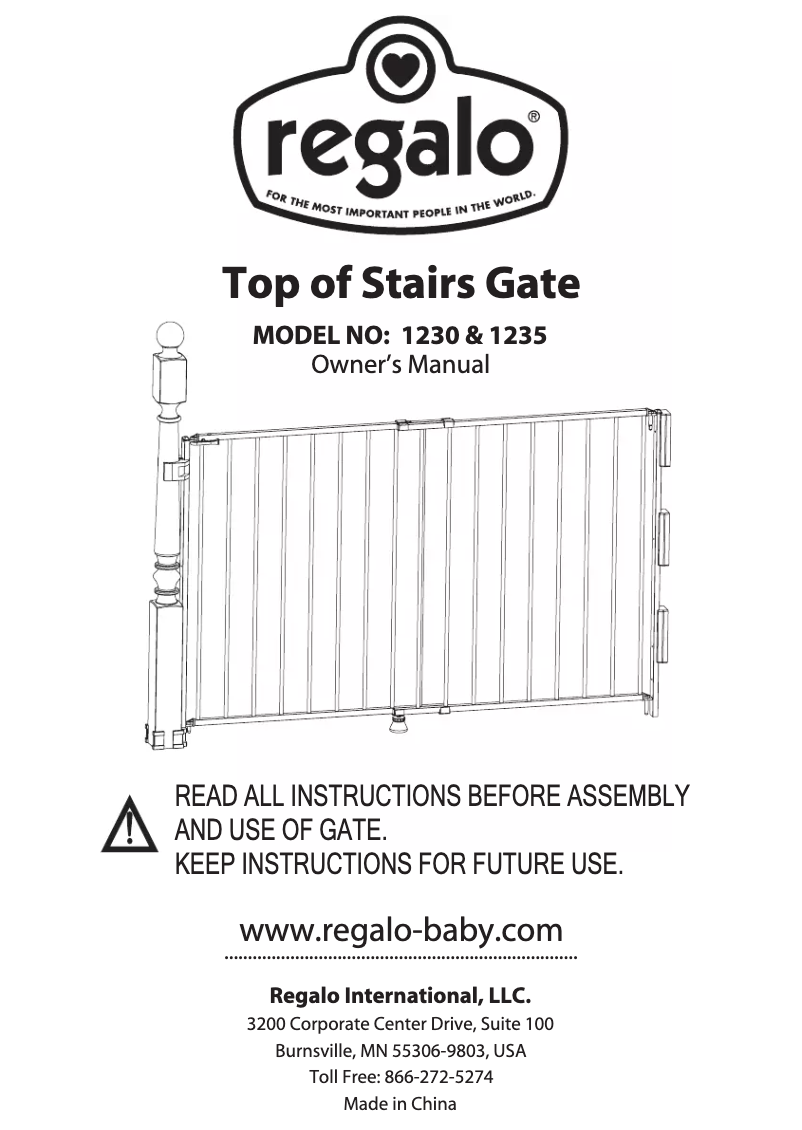 Page n°1 - Manuel utilisateur Regalo Top of Stairs 1235