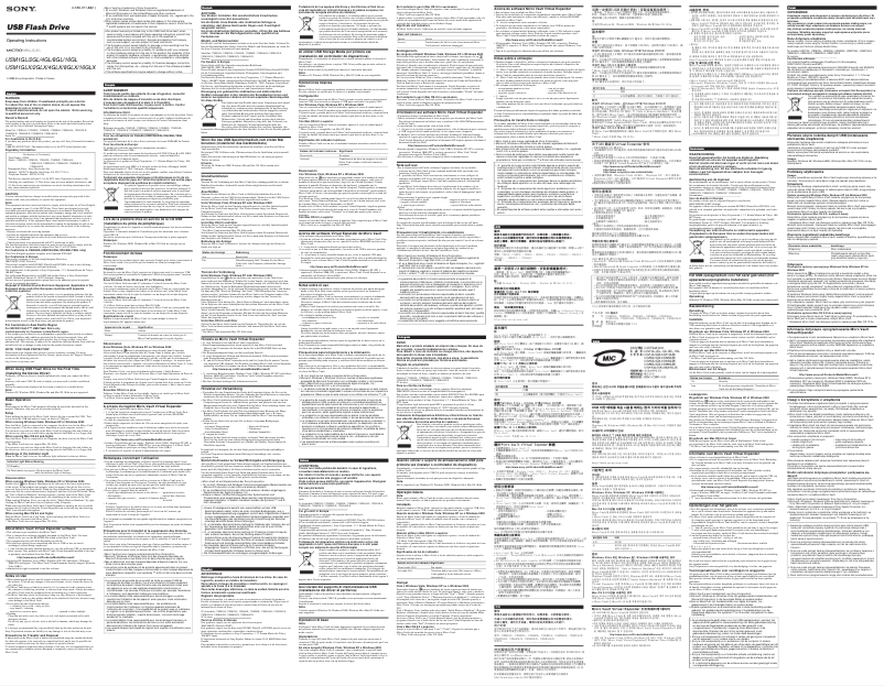 Page 1 de la notice Manuel utilisateur Sony USM16GL