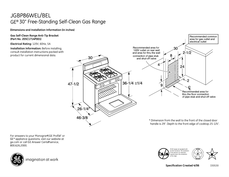 Image de la première page du manuel de l'appareil JGBP86WELWW
