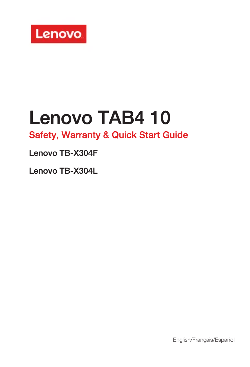 Page 1 of the manual User Manual Lenovo Tab4 10