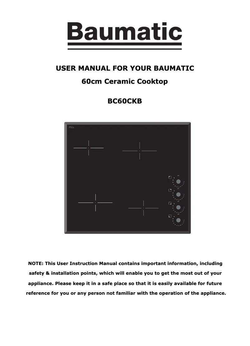 Page n°1 - Manuel utilisateur Baumatic BC60CKB