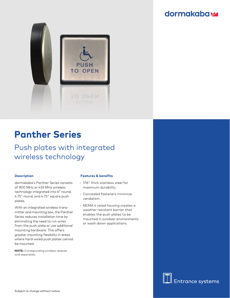 Image de la première page du manuel de l'appareil Panther