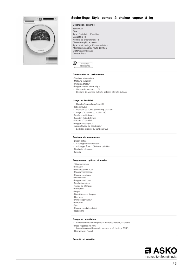 Image de la première page du manuel de l'appareil T608HX.W