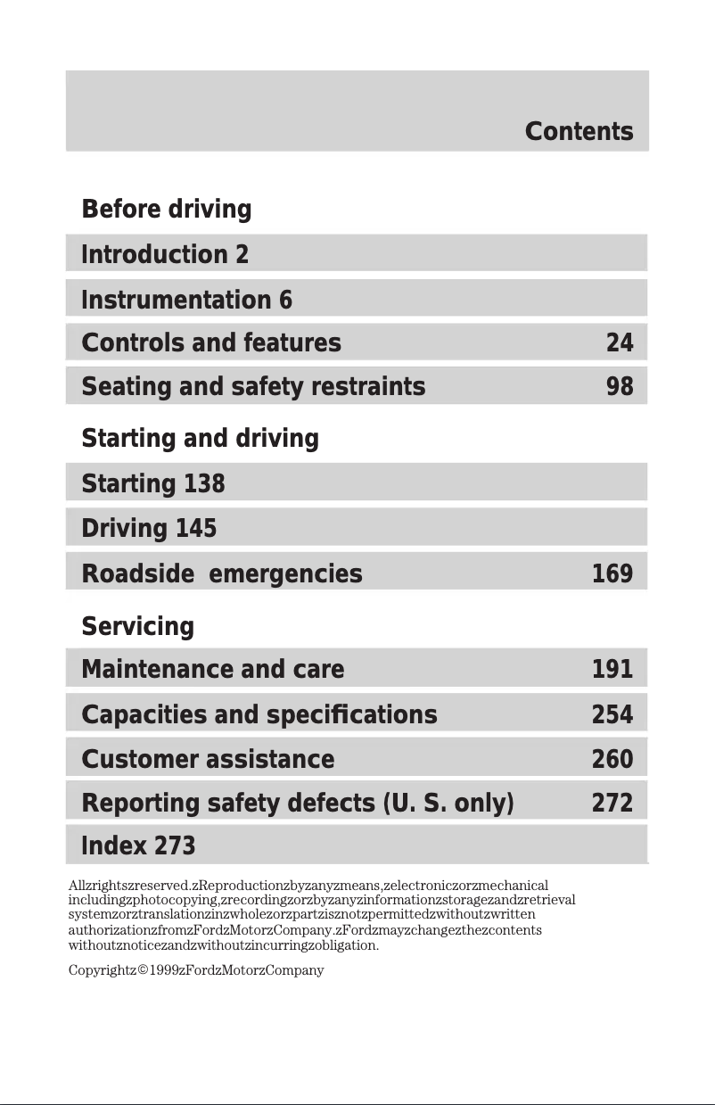 Page 1 de la notice Manuel utilisateur Mercury Cougar (2000)