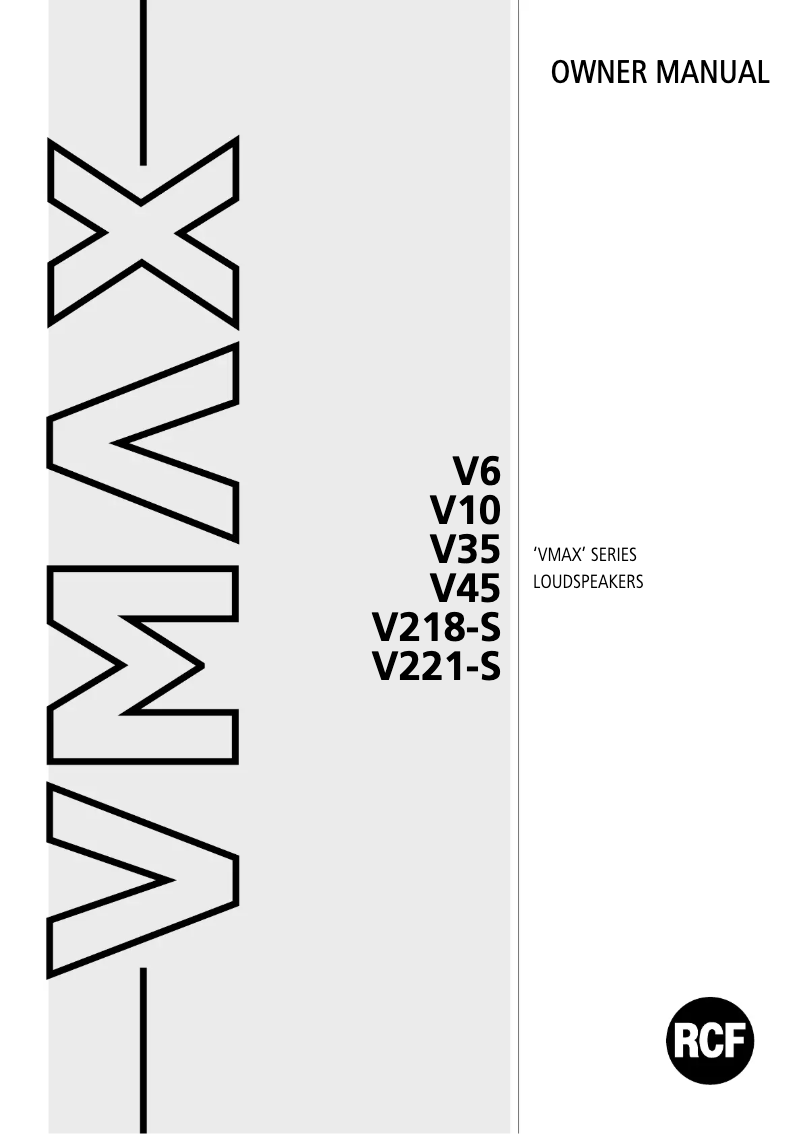 Page 1 de la notice Manuel utilisateur RCF VMAX V6