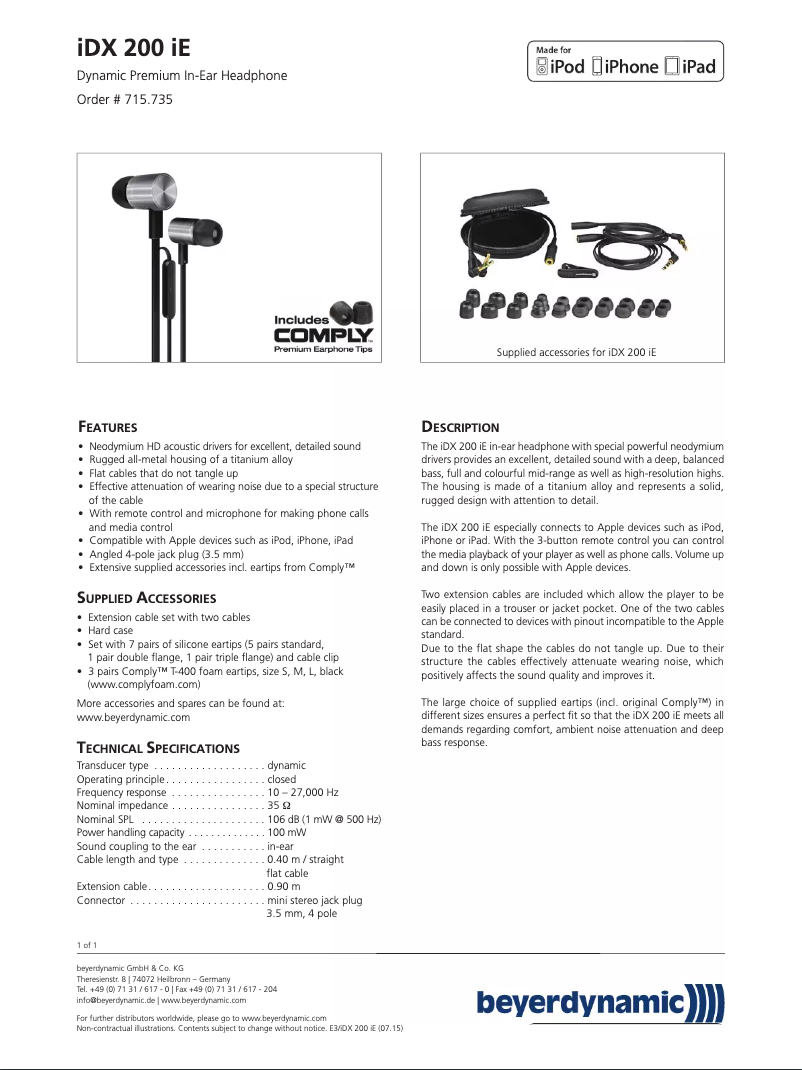 Image de la première page du manuel de l'appareil IDX 200 iE