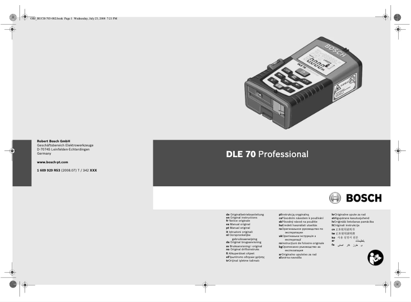 Page n°1 - Manuel utilisateur Bosch DLE 70 Professional