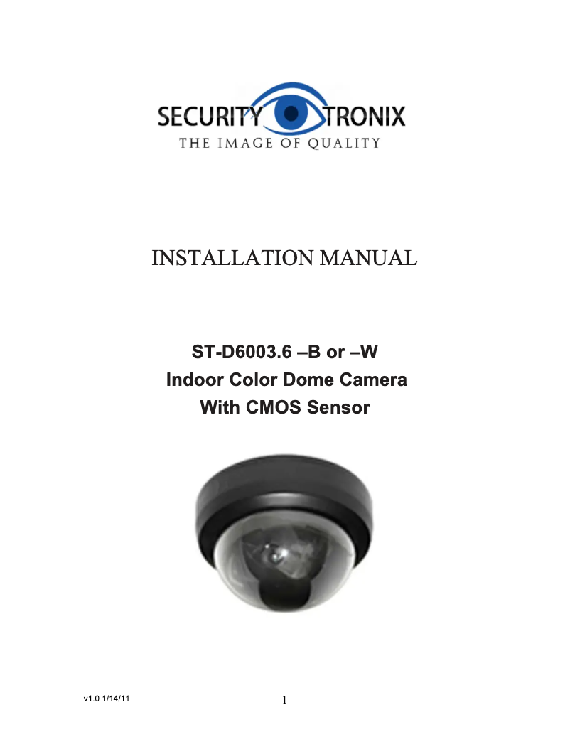 Page n°1 - Manuel utilisateur Security Tronix ST-D6003.6-W