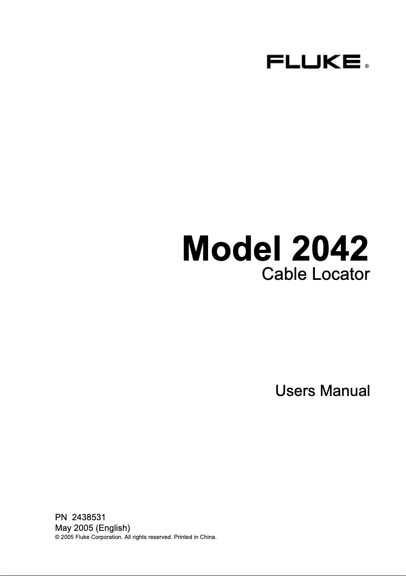 Page 1 de la notice Mode d'emploi Fluke 2042