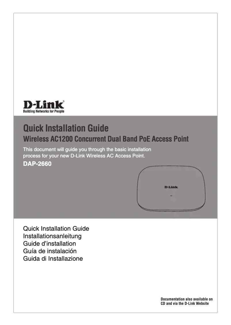 Page 1 de la notice Guide de démarrage rapide D-Link DAP-2660