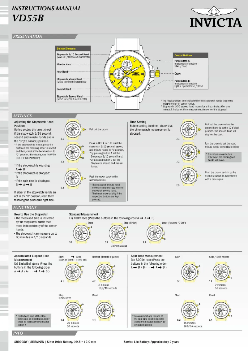 Page 1 de la notice Manuel utilisateur Invicta DC Comics 29060