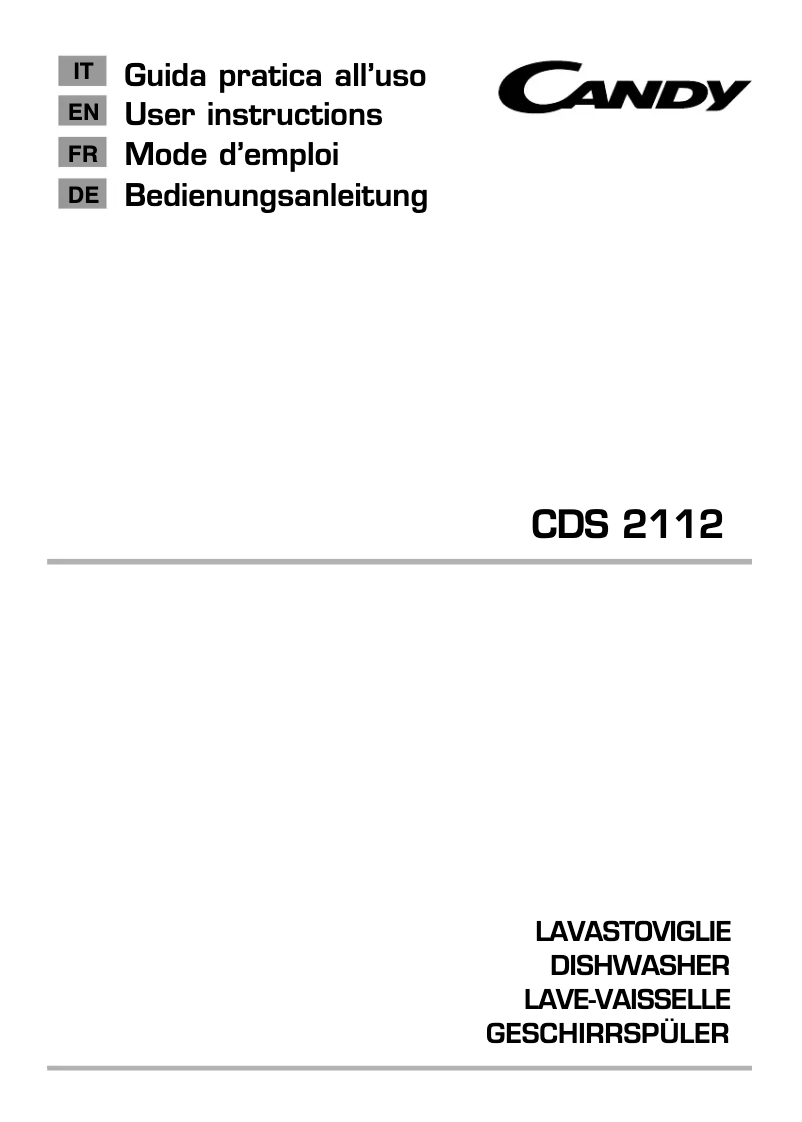 Page n°1 - Manuel utilisateur Candy CDS 2112W