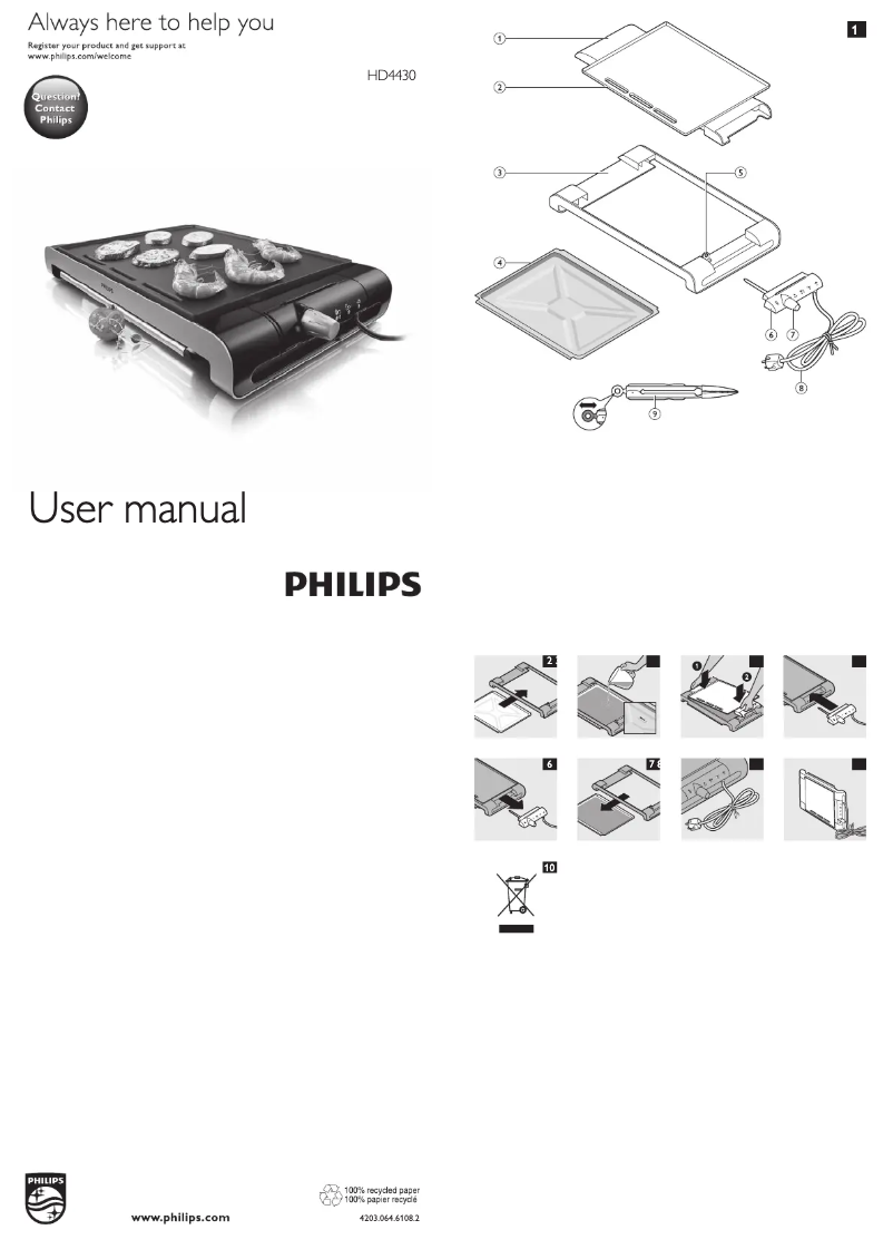Page 1 of the manual User Manual Philips Plancha HD4430
