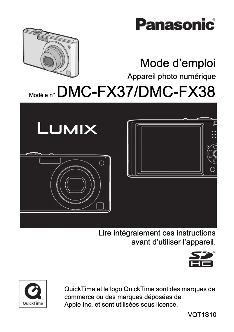 Image de la première page du manuel de l'appareil Lumix DMC-FX38