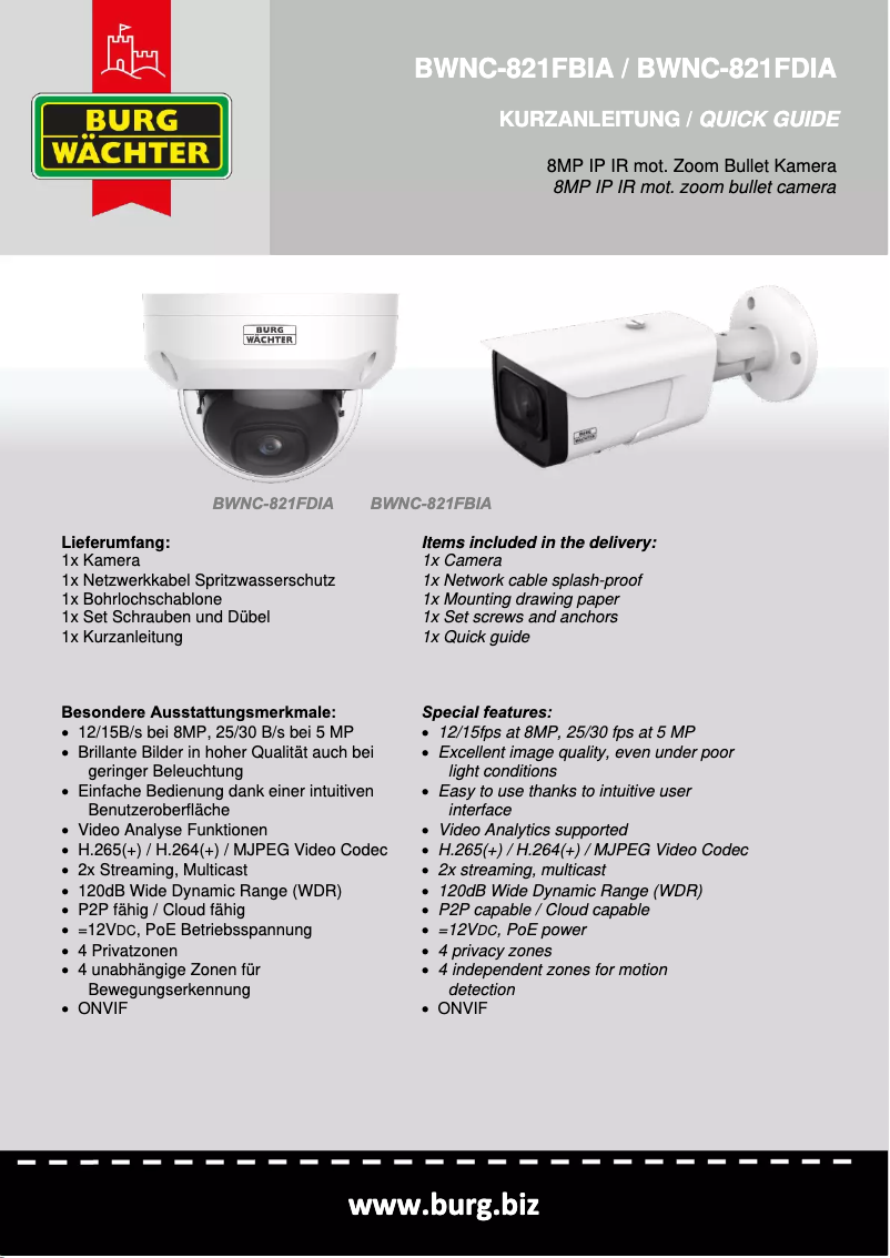 Página 1 del manual Manual de usuario Burg Wächter BWNC-821FBIA