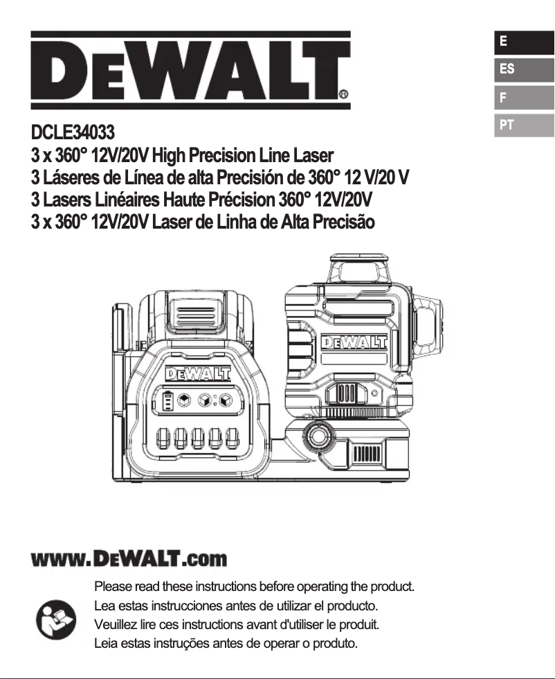 Page n°1 - Manuel utilisateur DeWalt DCLE34033