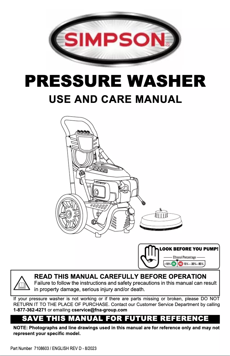Page 1 de la notice Manuel utilisateur Simpson Megashot MS60805