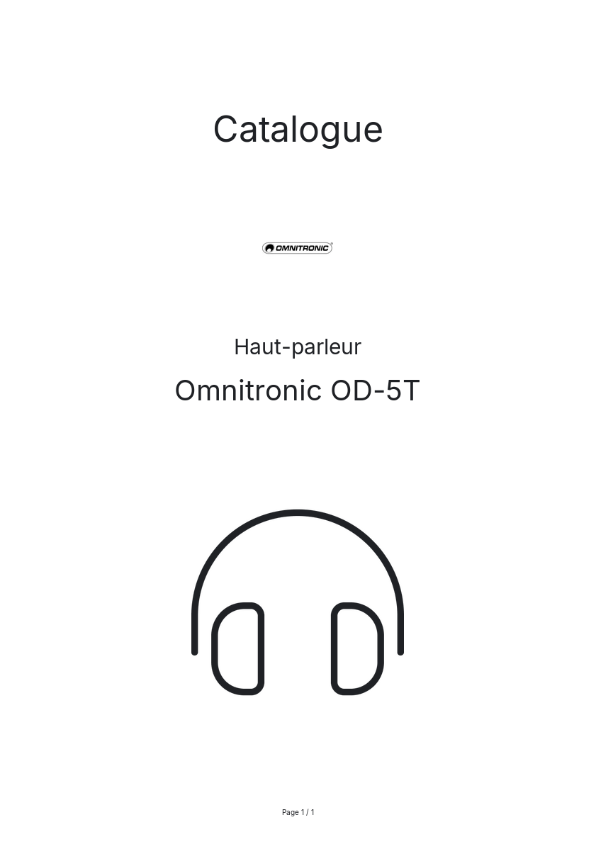 Page n°1 - Catalogue Omnitronic OD-5T