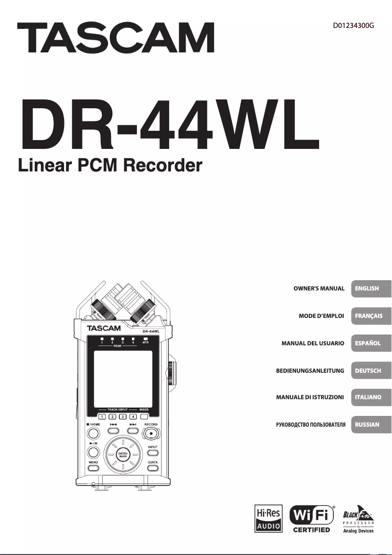 Page n°1 - Manuel utilisateur Tascam DR-44WL