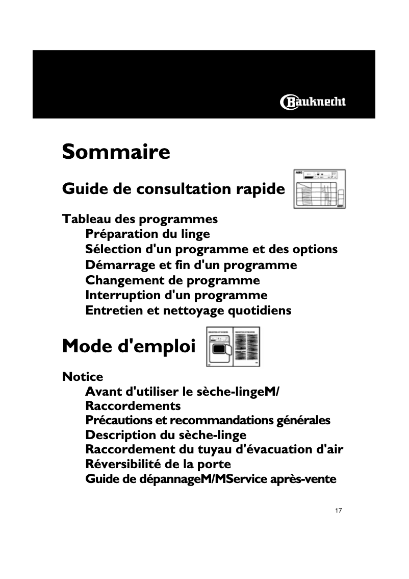 Page n°1 - Manuel utilisateur Bauknecht TRAK 6222