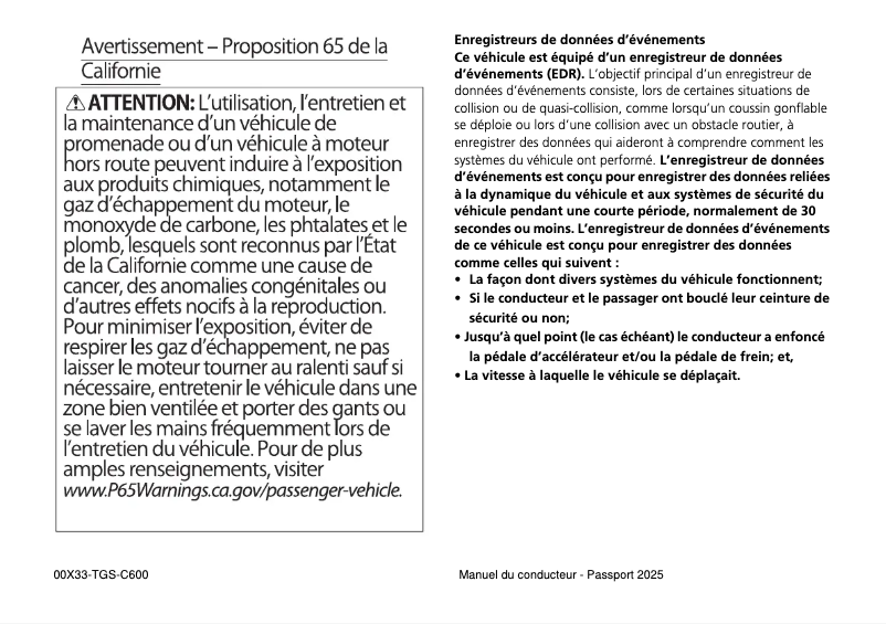 Image de la première page du manuel de l'appareil Passport (2025)