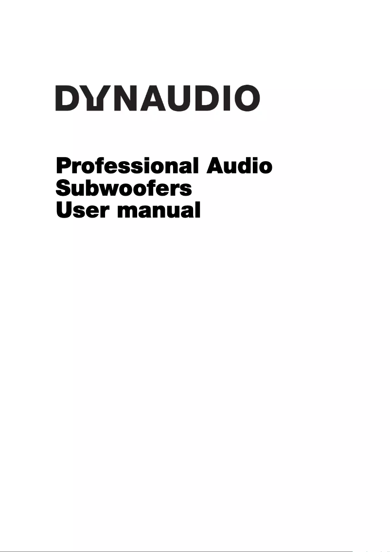 Page n°1 - Manuel utilisateur Dynaudio Sub 18S