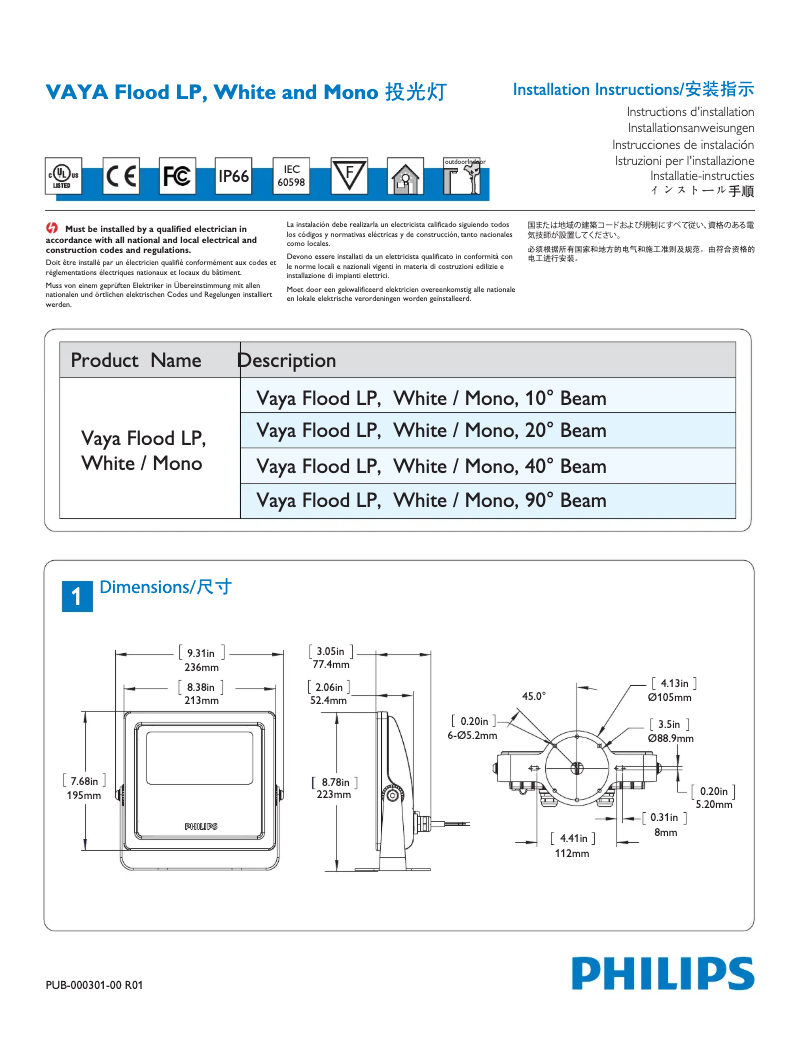 Página 1 del manual Manual de usuario Philips BCP413 18xLED-HB/RD 100-240 20 CE CQC