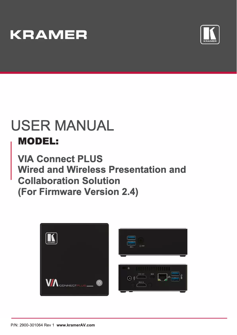 Página 1 del manual Manual de usuario Kramer VIA Connect Plus