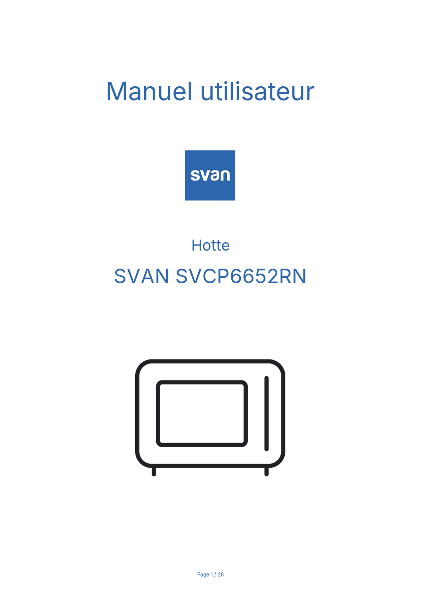 Page n°1 - Manuel utilisateur SVAN SVCP6652RN