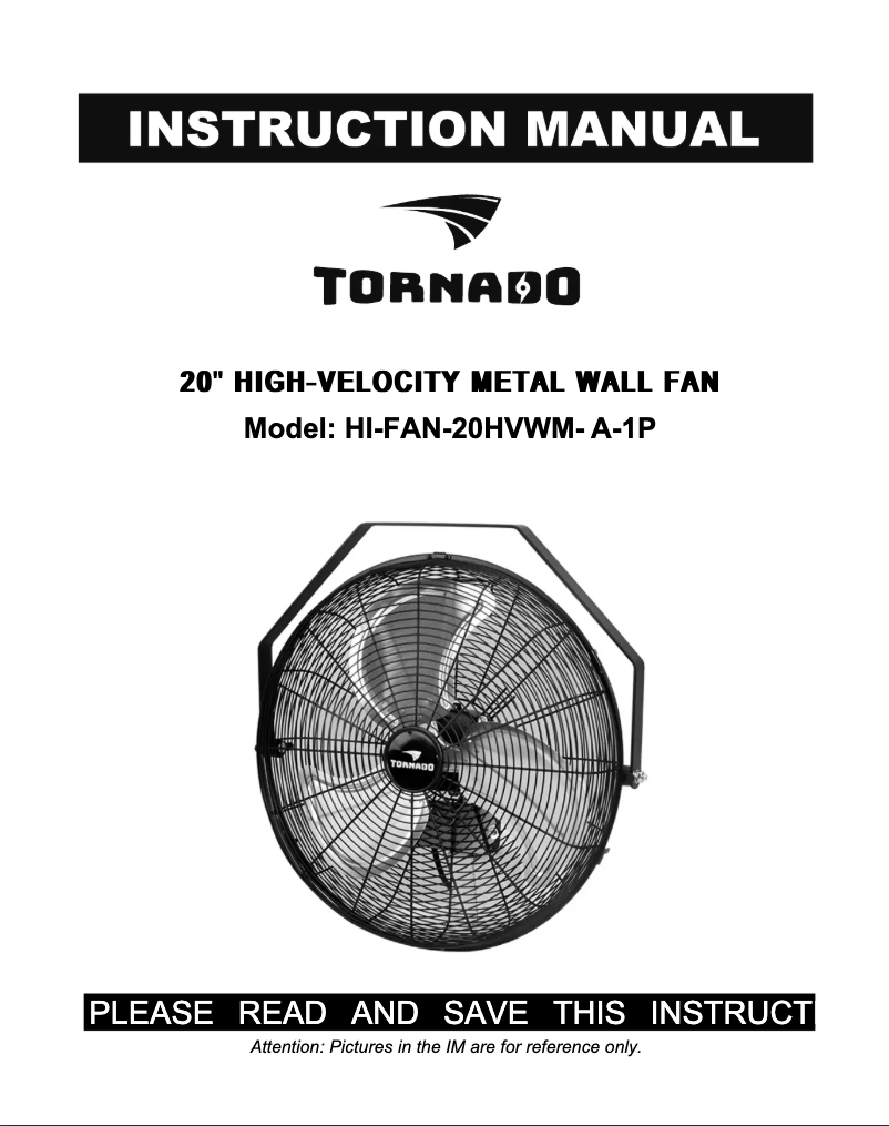 Page 1 de la notice Manuel utilisateur Tornado HI-FAN-20HVWM-A-1P