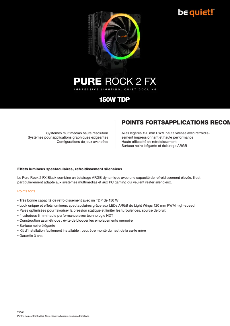 Page n°1 - Fiche technique Be Quiet! Pure Rock 2 FX