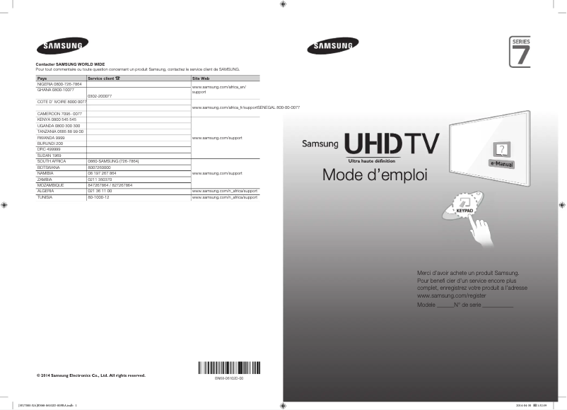Page n°1 - Guide d'installation Samsung UA50HU7000U