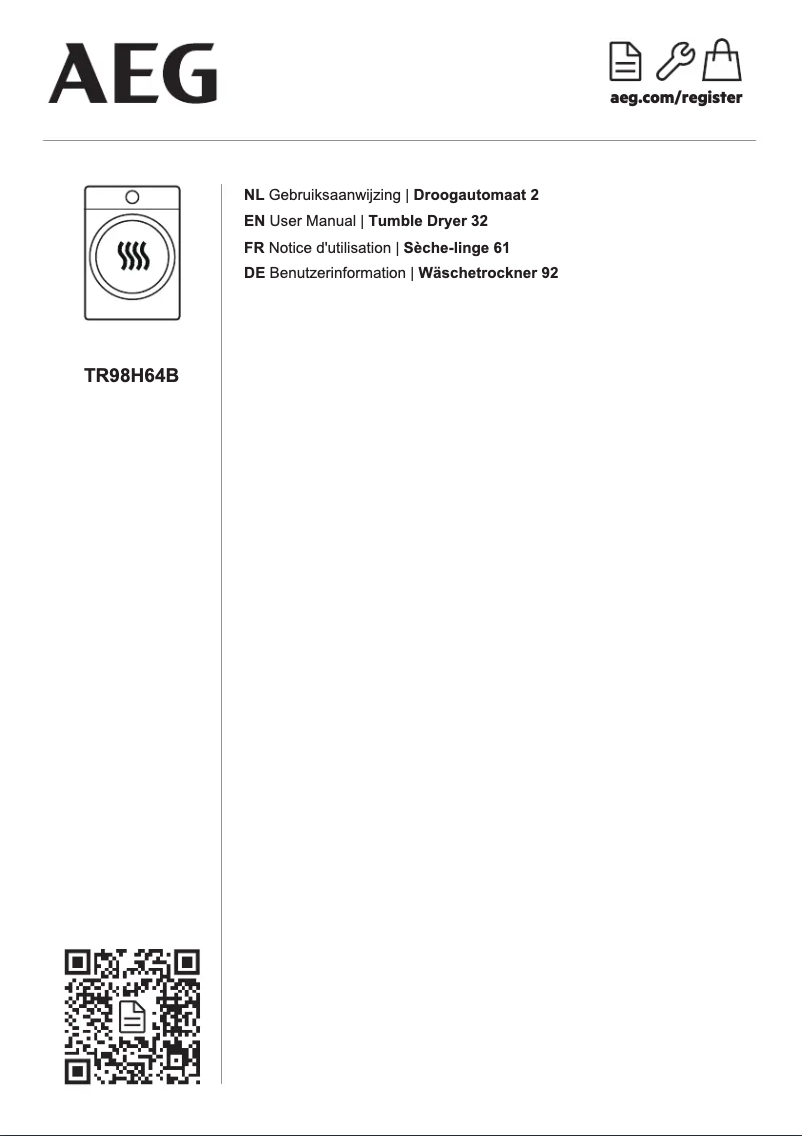 Page 1 de la notice Manuel utilisateur AEG TR98H64B