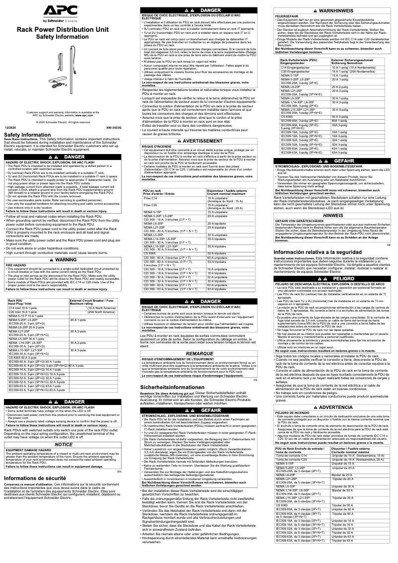 Page 1 de la notice Manuel utilisateur Schneider APF8000