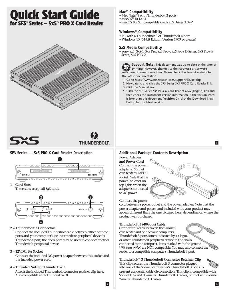 Page n°1 - Manuel utilisateur Sonnet SF3-2SXSPX