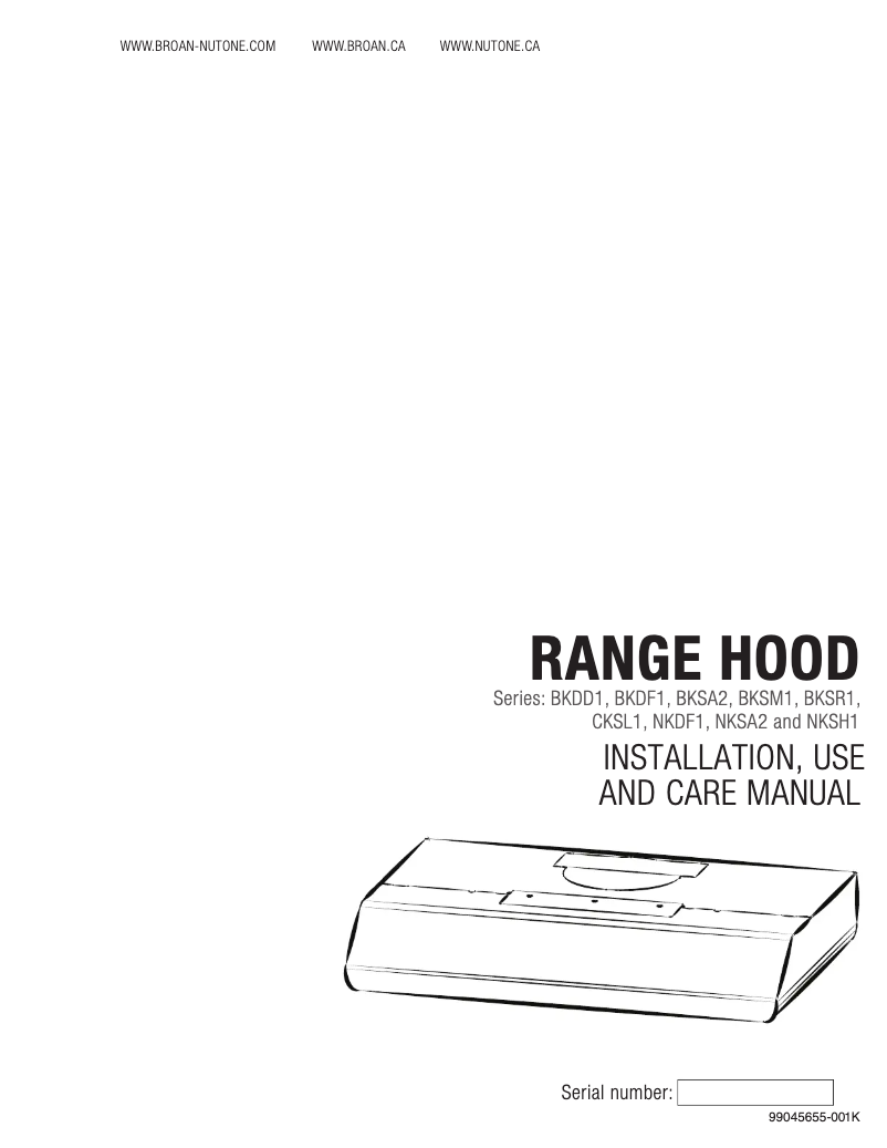 Page 1 de la notice Guide d'installation NuTone NKSH130WW