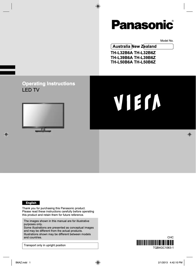 Page 1 de la notice Manuel utilisateur Panasonic TH-L39B6A