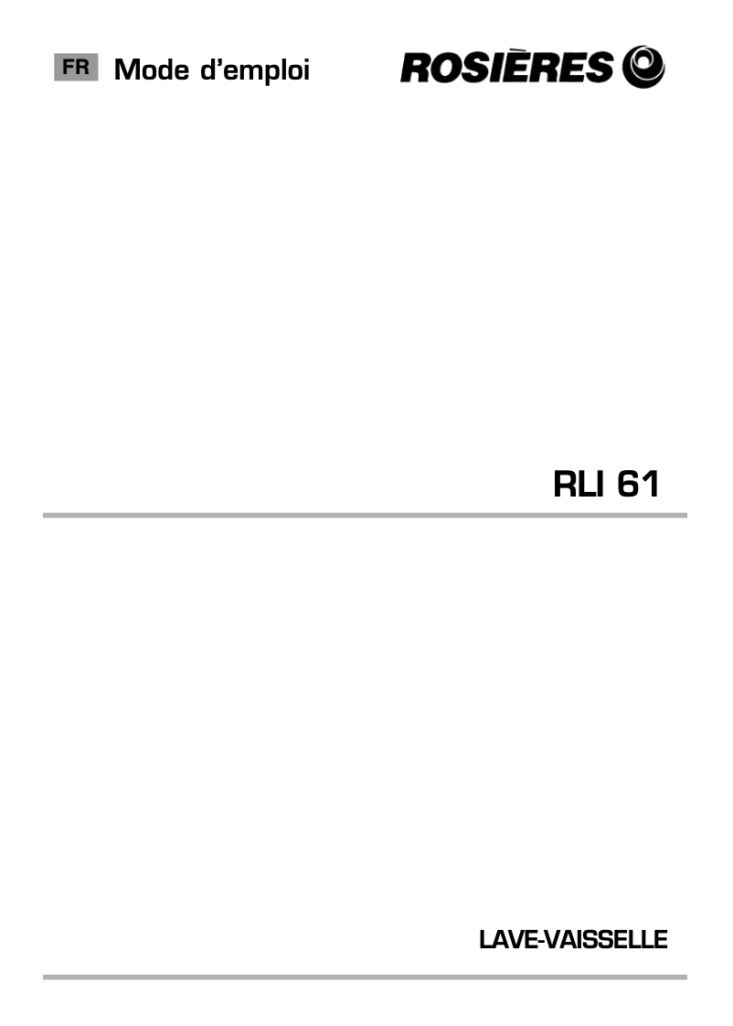 Image de la première page du manuel de l'appareil RLI 61 PN/E