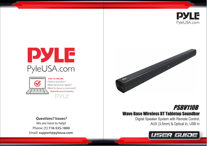 Page 1 de la notice Manuel utilisateur Pyle PSBV110B